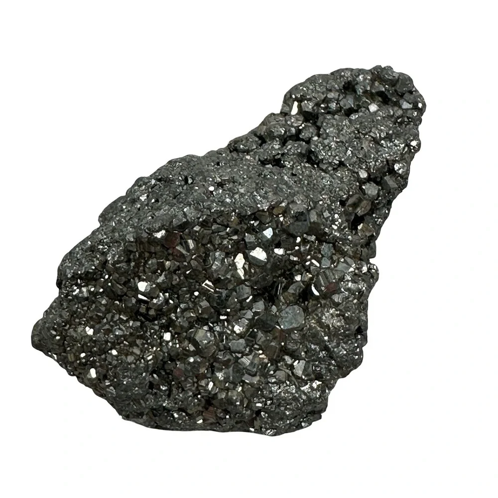Natural Iron Pyrite Fools Gold Raw Cluster and Vial of Nuggets Gray Metallic